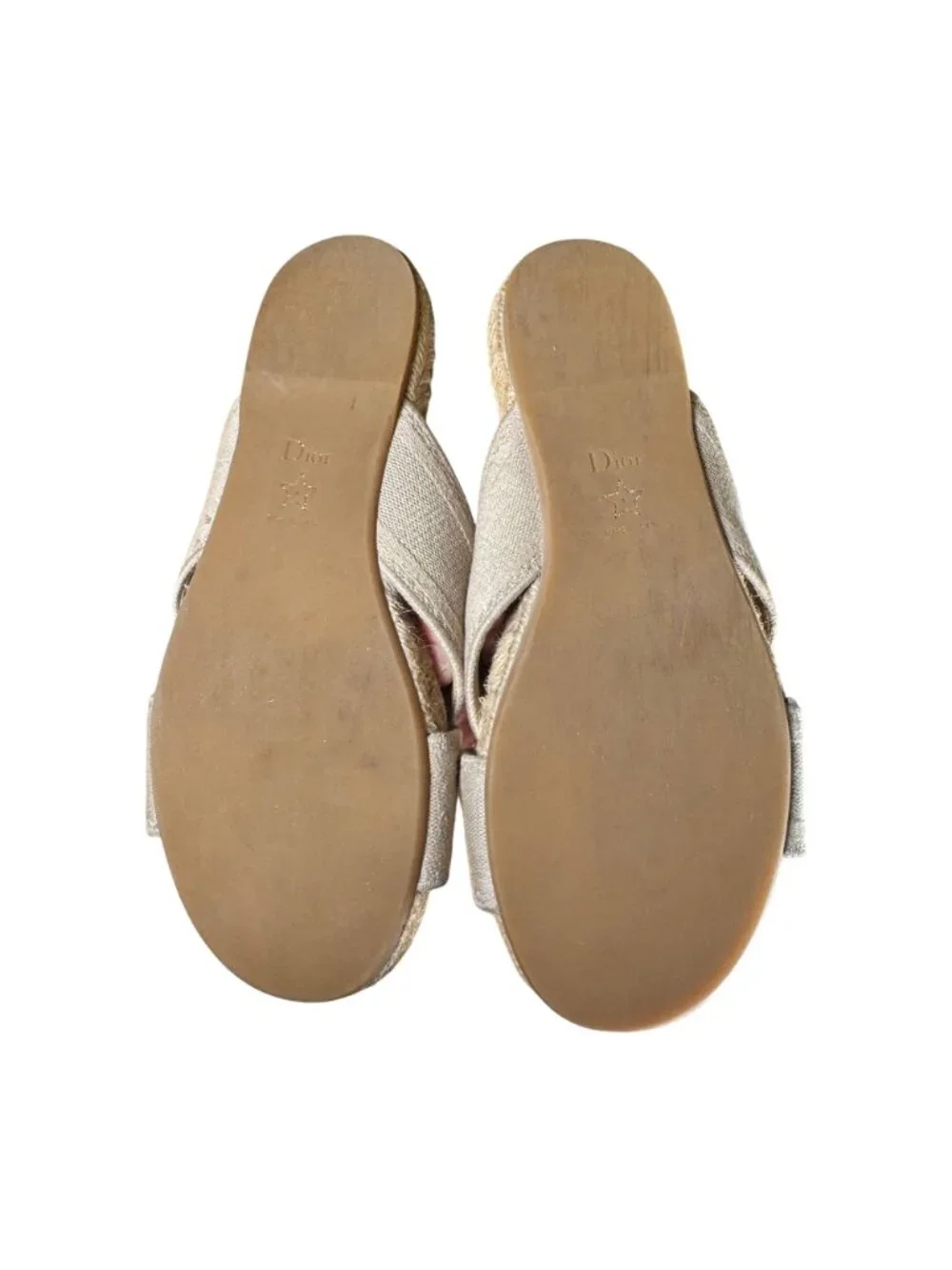 Dior Granville Criss Cross Espadrille Sandals Beige Tan EU 37 US 7